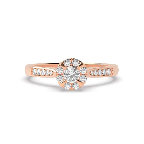 4 Prong Round Rose Gold Halo Engagement Rings