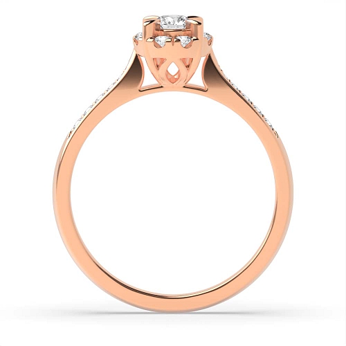 4 Prong Round Rose Gold Halo Engagement Rings