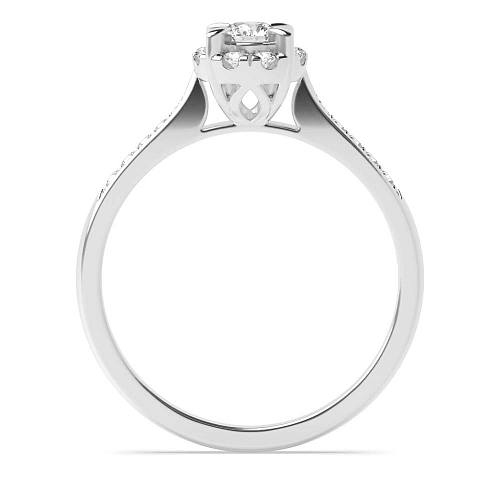 4 Prong Round Halo Side Stone Engagement Rings