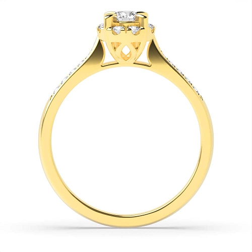 4 Prong Round Yellow Gold Halo Engagement Rings