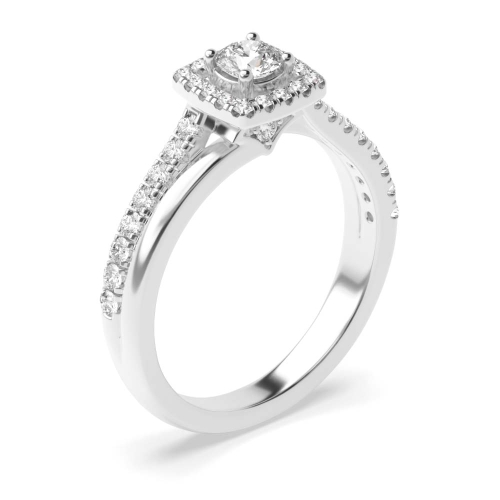 4 Prong Round Moissanite Halo Diamond Ring
