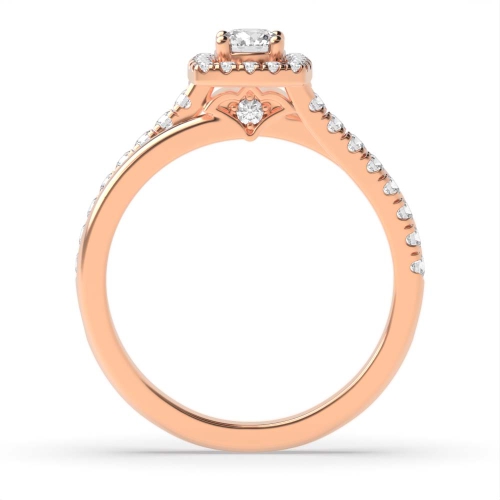 4 Prong Round Rose Gold Halo Diamond Rings