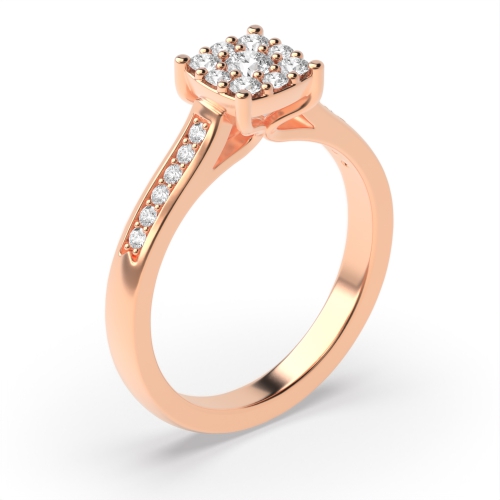 prong settng round shape diamond side stone ring