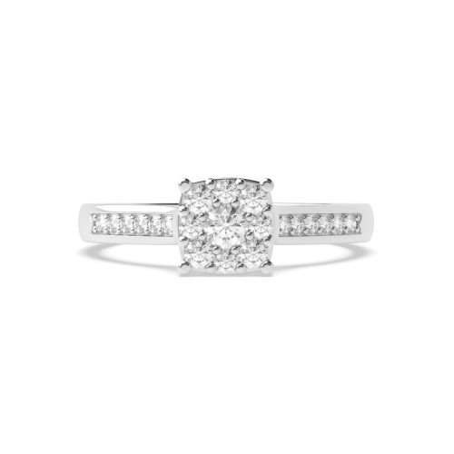 4 Prong Round bridge accent Side Stone Engagement Ring