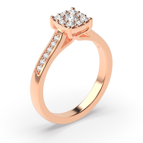 Round Rose Gold Cluster Engagement Rings
