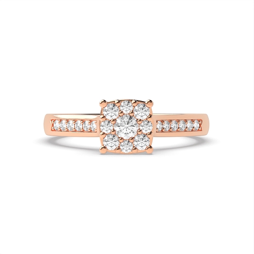 Round Rose Gold Cluster Engagement Rings
