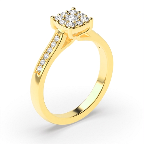 Round Yellow Gold Cluster Engagement Rings
