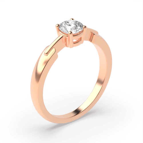 4 Prong Round Rose Gold Thin bar shank Engagement Rings