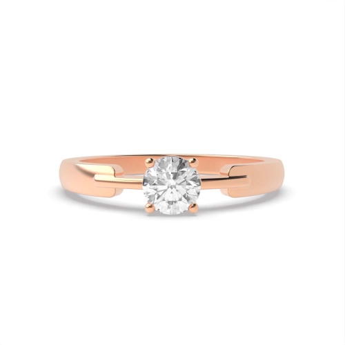 4 Prong Round Rose Gold Thin bar shank Engagement Rings