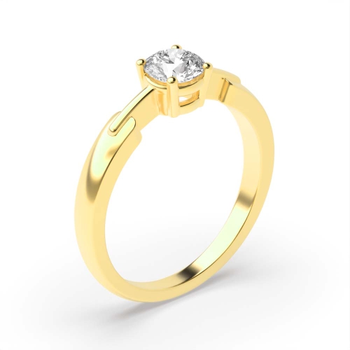 4 Prong Round Yellow Gold Thin bar shank Engagement Rings