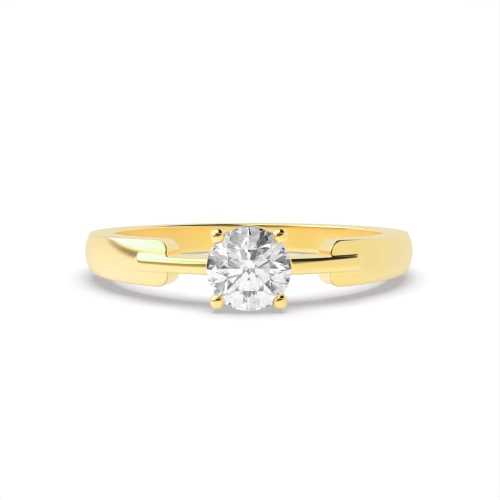 4 Prong Round Yellow Gold Thin bar shank Engagement Rings