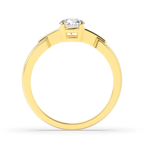 4 Prong Round Yellow Gold Thin bar shank Engagement Rings