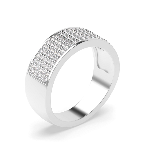 Pave Setting Round Five row cluster Moissanite Diamond Rings