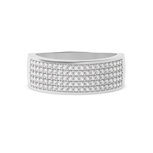 Pave Setting Round Five row cluster Moissanite Diamond Rings