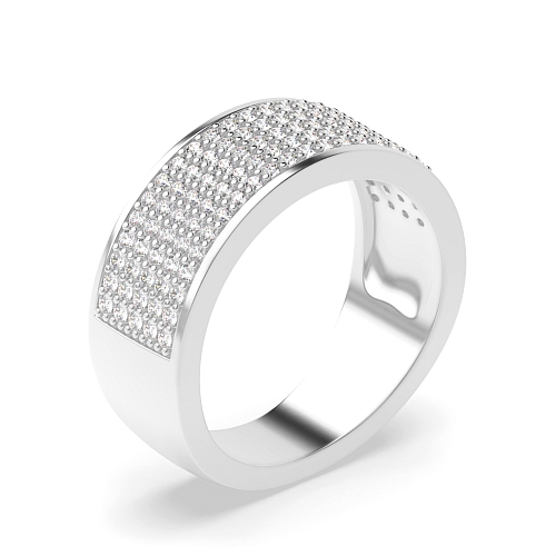 Pave Setting Round Five row cluster Diamond Rings