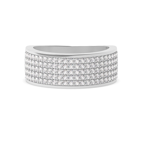 Pave Setting Round Five row cluster Diamond Rings