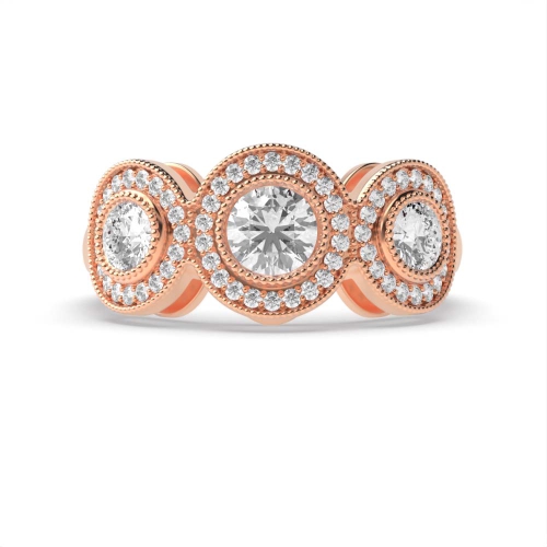 Bezel Setting Round Rose Gold Halo Engagement Rings