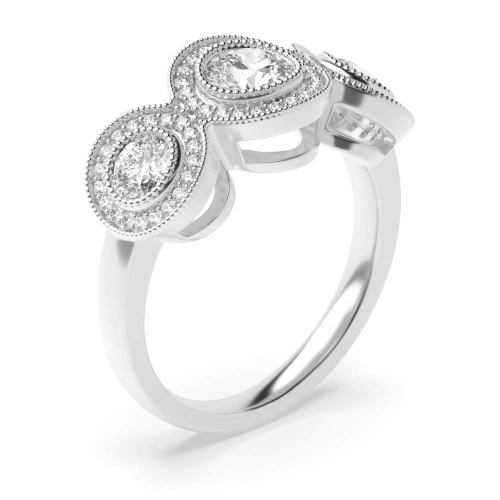 Bezel Setting Round Moissanite Halo Diamond Ring