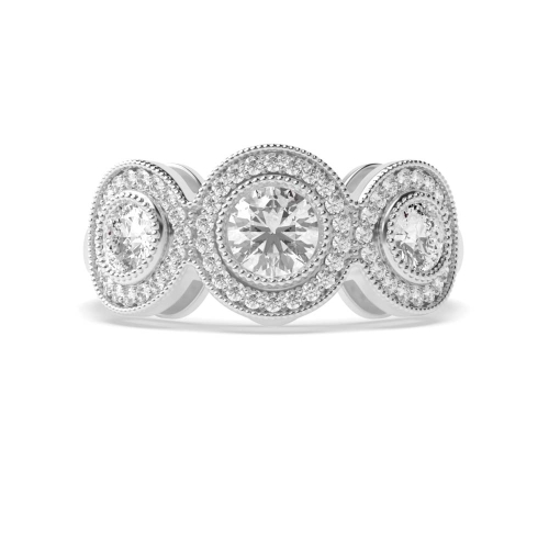 Bezel Setting Round Moissanite Halo Diamond Ring