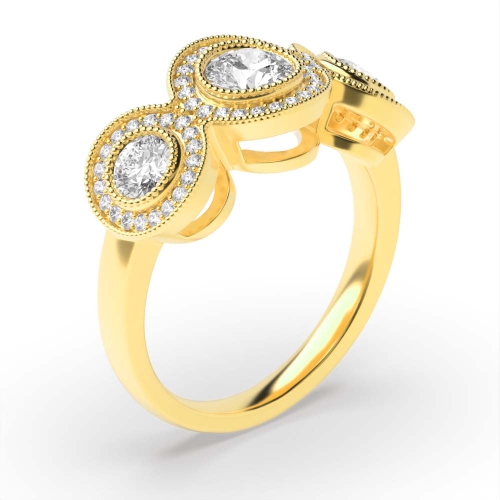 Bezel Setting Round Yellow Gold Engagement Rings