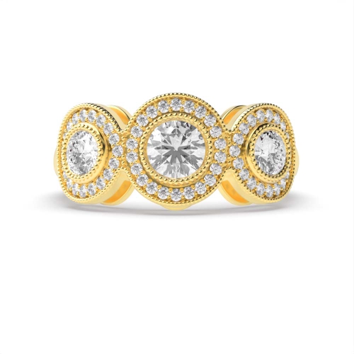 Bezel Setting Round Yellow Gold Engagement Rings