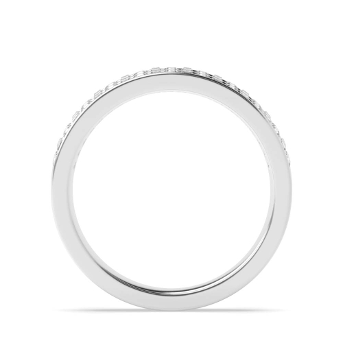 Channel Setting Round/Baguette Two Row Half Eternity Diamond Ring