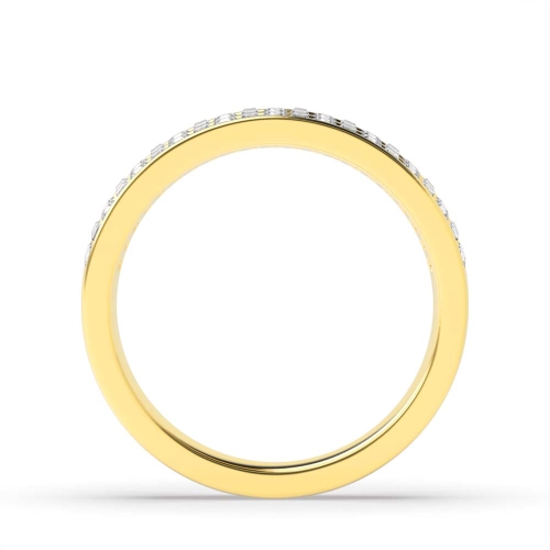 Channel Setting Round/Baguette Yellow Gold Half Eternity Diamond Ring