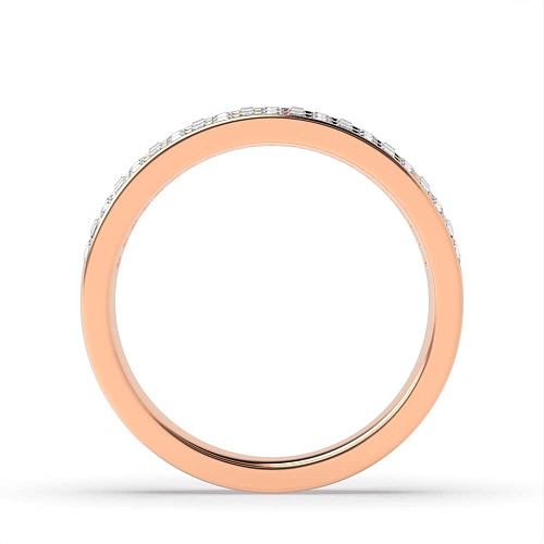 Channel Setting Round/Baguette Rose Gold Two row Half Eternity Diamond Rings