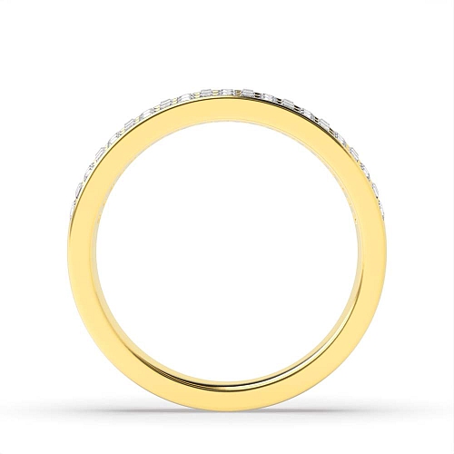 Channel Setting Round/Baguette Yellow Gold Two row Diamond Rings