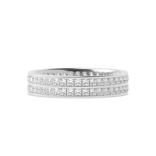 Channel Setting Princess Two Row Of Full Eternity Wedding Band