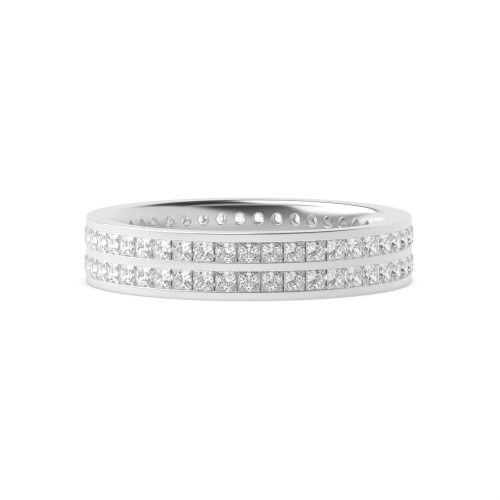 Channel Setting Princess Two Row of Band Full Eternity Diamond Ring