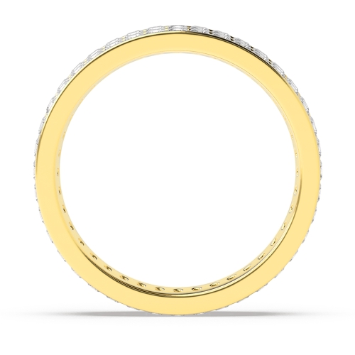 Channel Setting Princess Yellow Gold Two row of band Diamond Rings