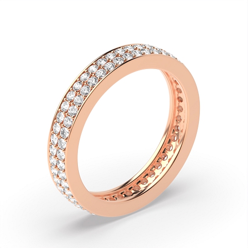 Pave Setting Round Rose Gold Two row elegant Full Eternity Diamond Rings