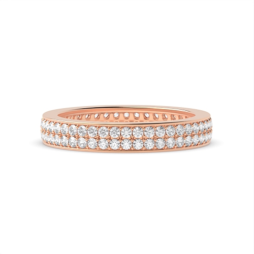Pave Setting Round Rose Gold Two row elegant Full Eternity Diamond Rings