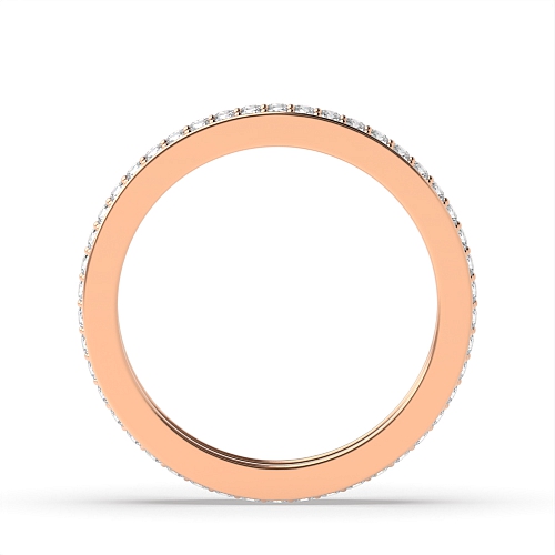 Pave Setting Round Rose Gold Two row elegant Full Eternity Diamond Rings