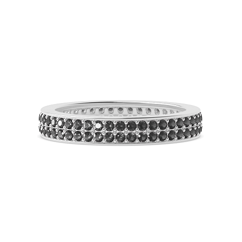 Pave Setting Round Two row elegant Black Eternity Diamond Rings