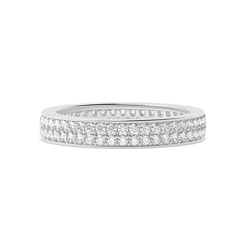 Pave Setting Round Two Row Elegant Full Eternity Wedding Band