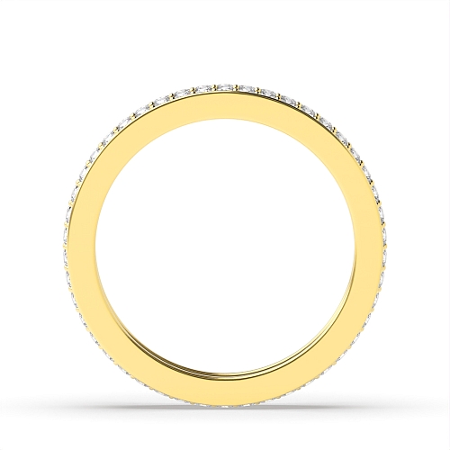 Pave Setting Round Yellow Gold Two row elegant Diamond Rings