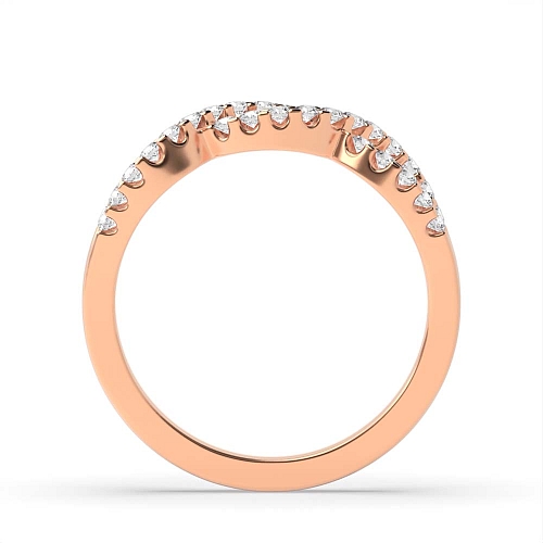 4 Prong Round Rose Gold Crossover pave set Half Eternity Diamond Rings