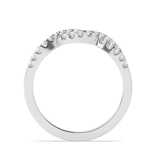 4 Prong Round White Gold Crossover pave set Half Eternity Diamond Rings