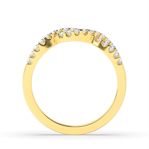 4 Prong Round Yellow Gold Crossover pave set Diamond Rings