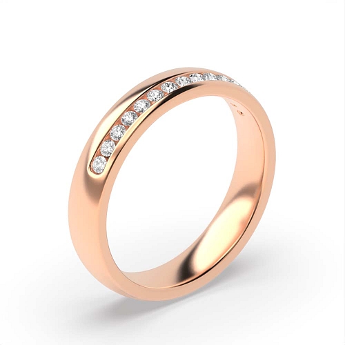 Channel Setting Round Rose Gold Offset Eternity Diamond Rings