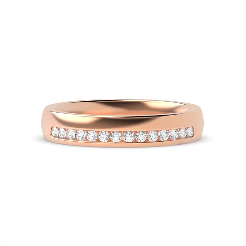 Channel Setting Round Rose Gold Offset Eternity Diamond Rings