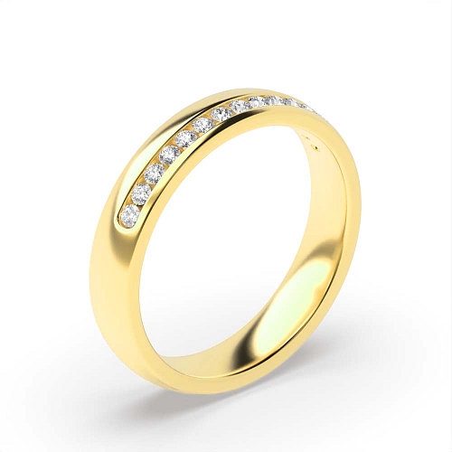 Channel Setting Round Yellow Gold Offset Eternity Diamond Rings
