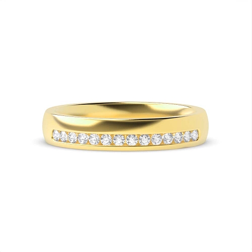 Channel Setting Round Yellow Gold Offset Eternity Diamond Rings