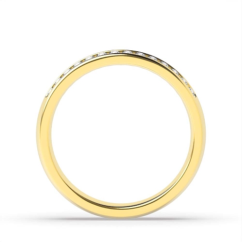 Channel Setting Round Yellow Gold Offset Eternity Diamond Rings