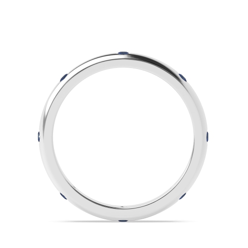Flush Setting Round Blue Sapphire Full Eternity Diamond Ring