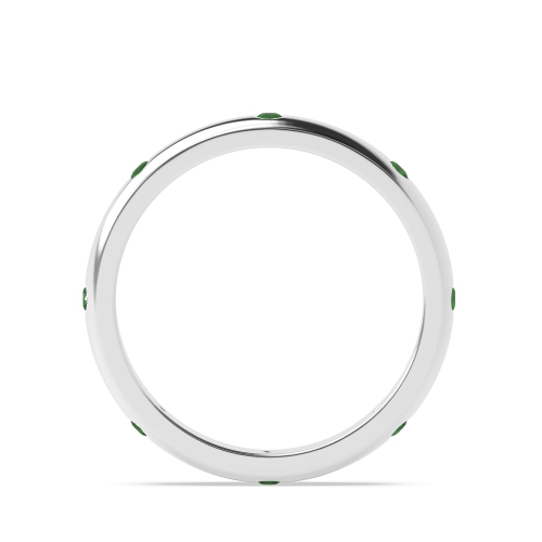 Flush Setting Round Emerald Full Eternity Diamond Ring