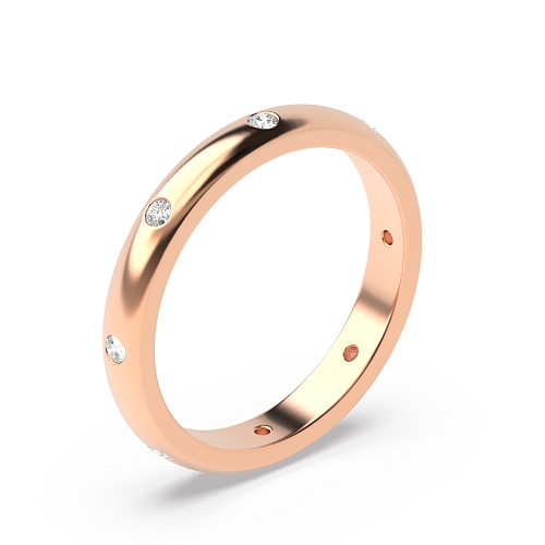 Flush Setting Round Rose Gold Classic Full Eternity Wedding Band