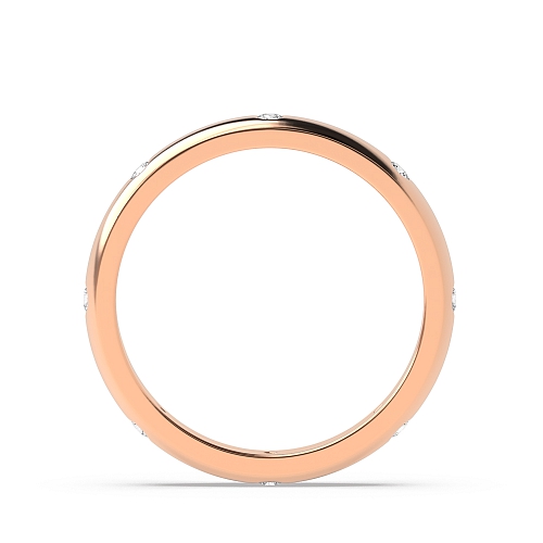 Flush Setting Round Rose Gold Classic Full Eternity Wedding Band